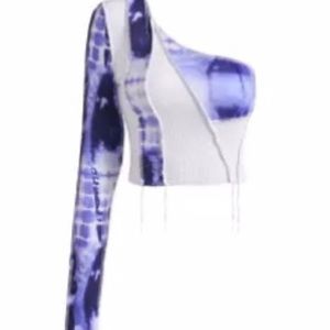 one shoulder tie dye top